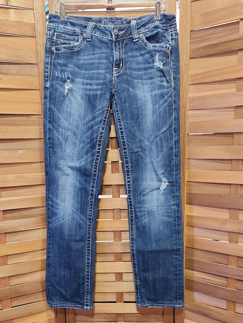 Miss Me Skinny JP5100SK Distressed Jeans Embellished Women's 31 Denim Western
